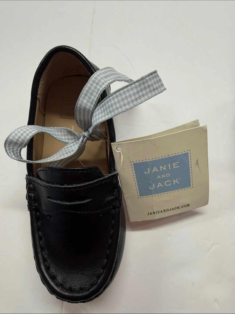 Janie and Jack Black Loafer Slip-on  Leather Insole Toddler Boys Shoe Size 7 NWT